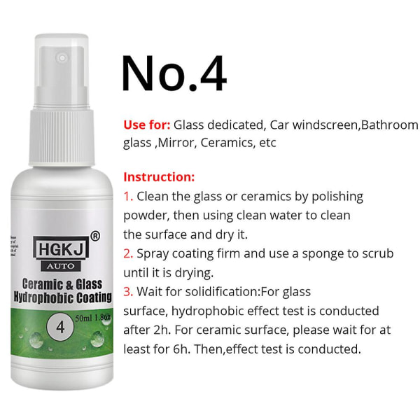 Hgkj-4 Keramiskt Glas Nano Hydrofob Beläggning Anti-regn 20/50ml Vindruta Regntätt medel Spray Bil Remover Polish Tillbehör 100ml