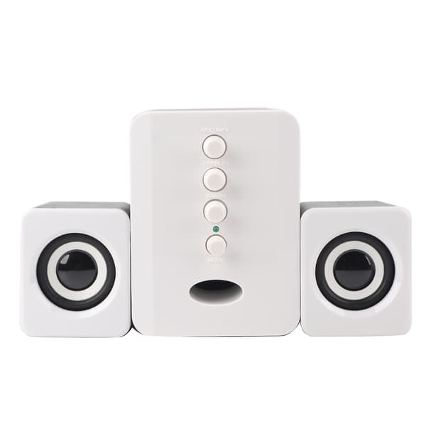 Mini USB 2.1 högtalare subwoofer för telefon bärbar dator (vit)