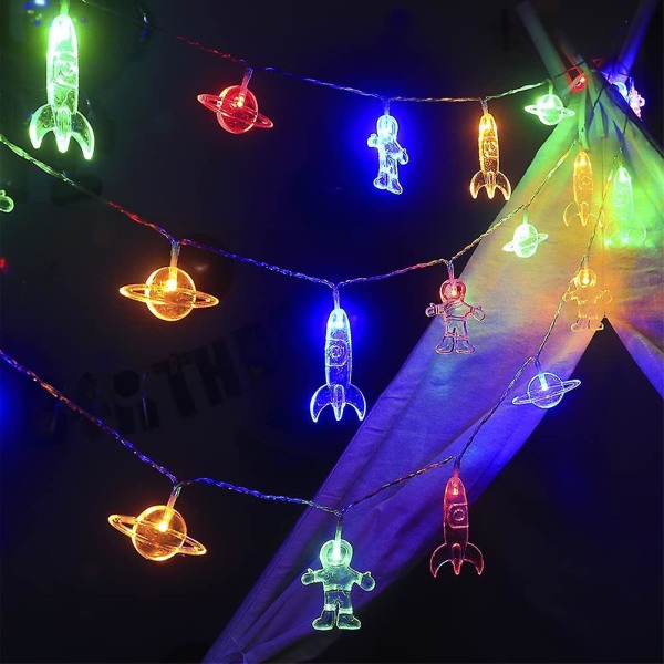 Rocket Spaceship Astronaut String Lights Barnerom Led-lys (varm hvit Multicolor