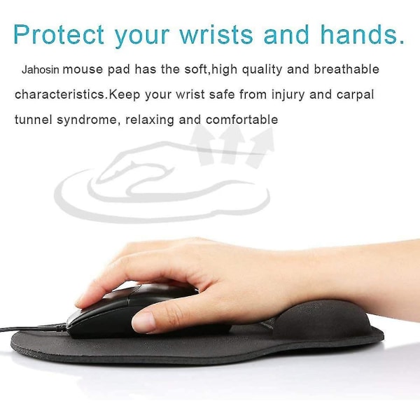 Musemåtte med håndledsstøtte, ergonomisk memory foam håndledsstøtte skridsikkert