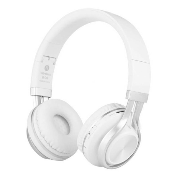 Vikbara stereo trådlösa Bluetooth hörlurar över öron-silver Vit