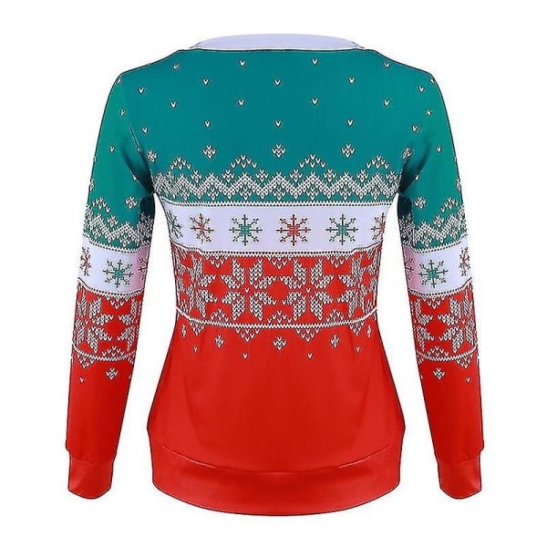 Hhcx-christmas Women Long Sleeve Knit Sweater Xmas Print Jumper Tops Red S