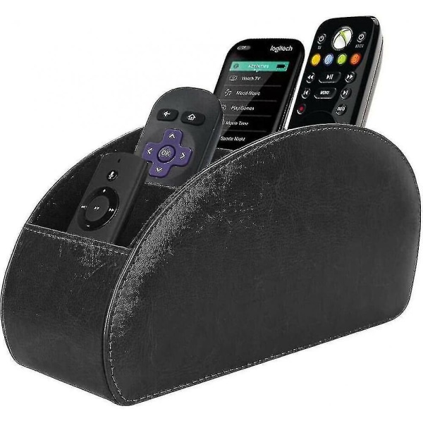 Läder Tv Fjärrkontroll Hållare Desktop Organizer med 5 fack