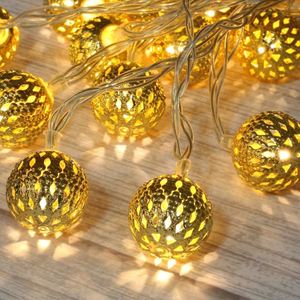 10 fot 20 Led Marokkansk Globe Led Fairy String Lights Til jul (varm hvit) Warm White