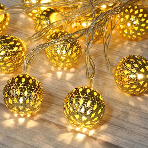 10ft 20 Led Marokkansk Globe Led Fairy String Lights til jul (varm hvid) Warm White