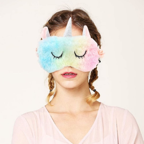 2 st Unicorn Kids Sovmask, Söta 3d djurögonmasker Andas plysch Sovmask Gir