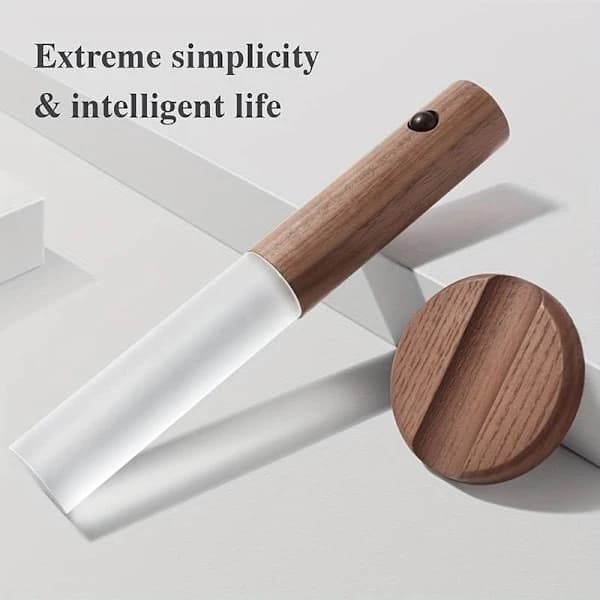 Magnetic Wall Lamp with Motion Sensor and USB Charging. Wall-Mounted Walnut Flashlight with Warm White Light – Suitable for Indoor Use.