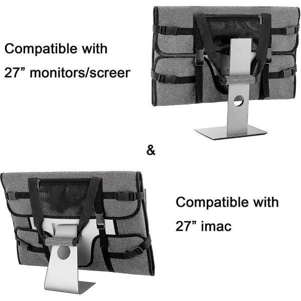 Bärväska för 27" LCD-skärmar och bildskärmar, med vadderad sammetsfodergrå