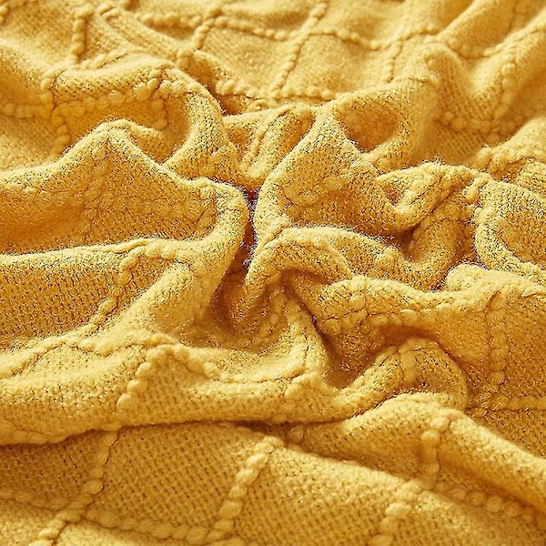 Inya Slängfilt Strukturerad Solid Mjuk Soffa Soffa Överdrag Dekorativ nordisk stickad filt Tyngd juldekor Plädar CL-yellow 127x172cm