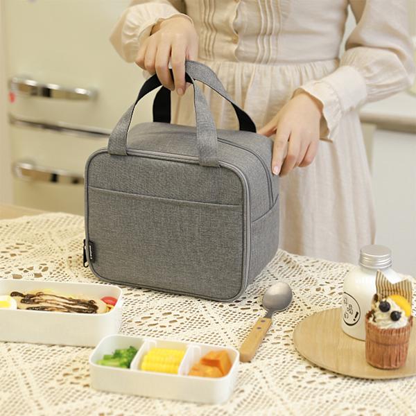 Den nya Isolerad lunchväska Tvålager lunchpåse grå gray