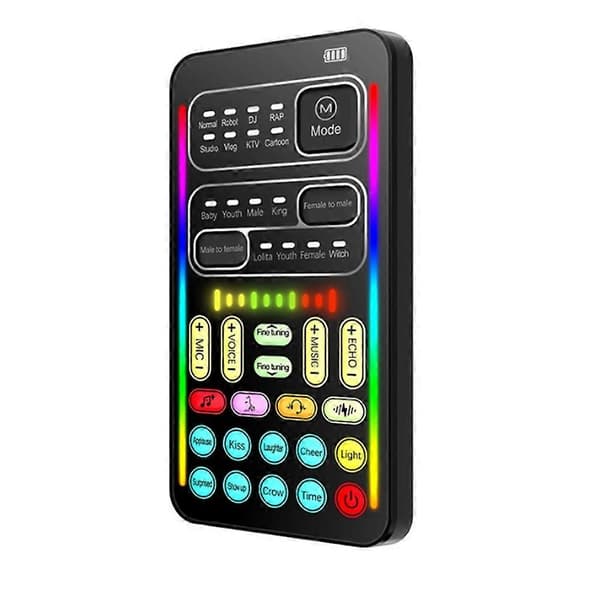Live lydkort Flere lydeffekter Bærbart live-streaming stemmeskiftende kort med mikrofon til livestreaming computer Black