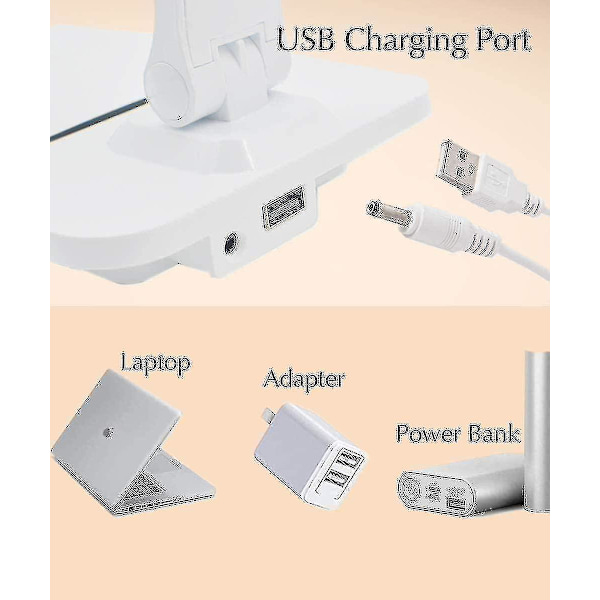 Adjabd skrivebordslampa 3 Ing-lägen Justerbar Ness Usb-port Cellmt
