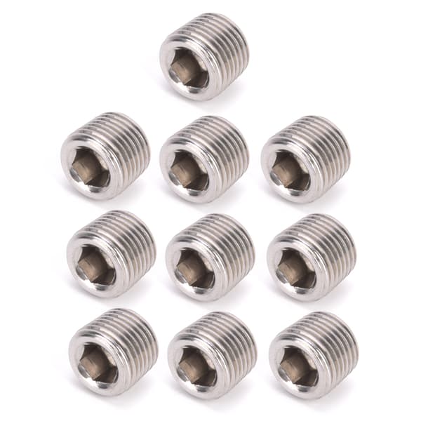 10 stk. 304 rustfritt stål rørfittingsplugg Hode Hann-gjenge BSPP Hex Plugg Hode 3/8in