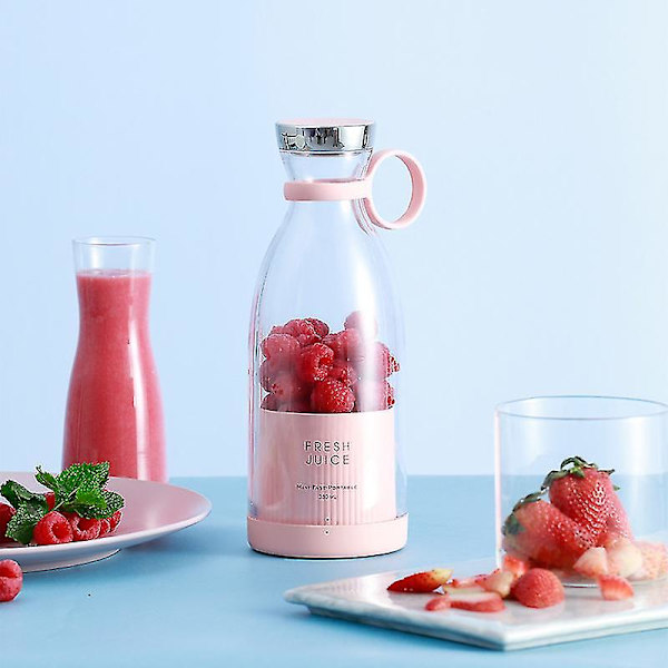 Mini Juicer Juice Extractor För Frukt Grönsakshakes Och Smoothies, USB Uppladdningsbar Bärbar Blender Vit Pink