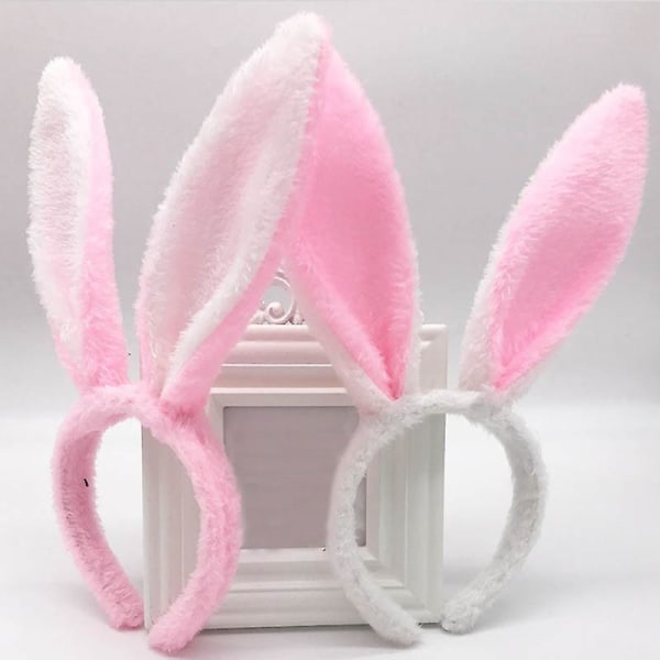 Søt kaninøre pannebånd påske Voksen barn rekvisita plysj hårbånd Bunny ear hårbånd Fest kostyme dekorasjoner Hårtilbehør rosa hvit pink white