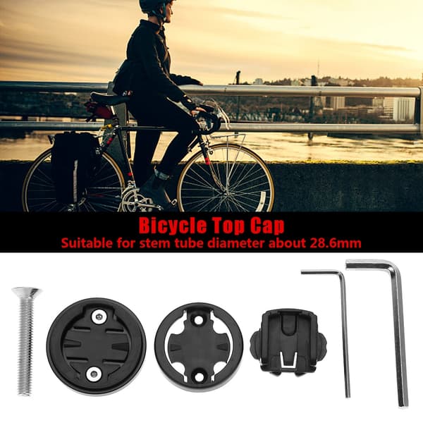 Cykelstyr Top Cap Computer Stopur Mount Holder til Garmin/Bryton/Cateye (Sort)