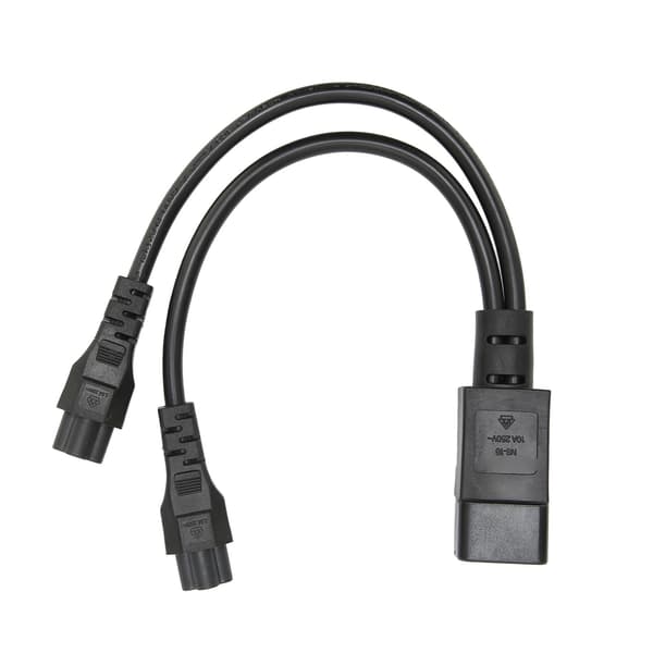 Dobbelt kvindelig strømkabel til bærbar computeradapter, 100-250V