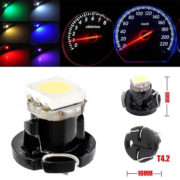 Ny 10 stykker T3 T4.2 1210 3528 T4.7 5050 1 Smd Led Dc12v Bil Dashboard Lys Bil Dashboard Dashboard Lyspærer 6 farver #294302 Hvid White