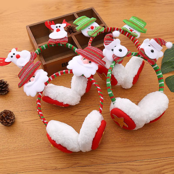 Christmas Ear Warmers Cartoon Plysch Santas Snowman Öronkåpor Elder Elder