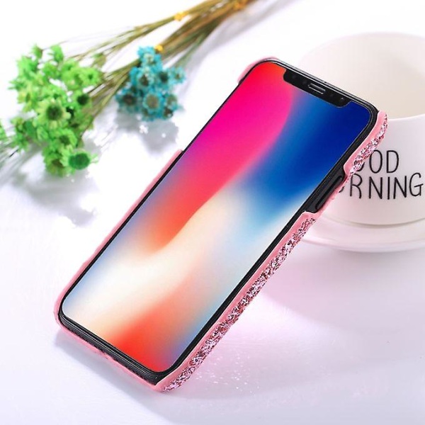 För Iphone X Colorful Paljetter Paste Protective Back Cover Case (rosa)