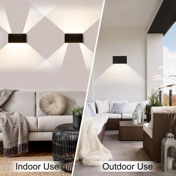 Udendørs LED-væglampe - Integreret sensor - Varmt hvidt lys - 24W - IP65 - Sort - 3000K