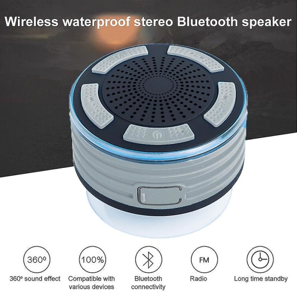 Bluetooth Kannettava vedenpitävä suihkuradio Hb valaistus iskunkestävä, pölytiivis langaton suihkuradio imukupilla, täydellinen uima-altaalle, suihkulle, boa