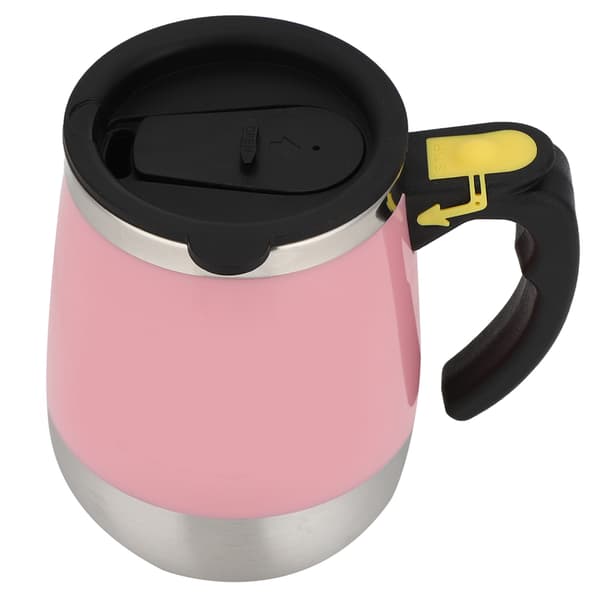 USB-lading Rustfritt Stål Selvrørende Magnetisk Blandekopp 400ml Rosa