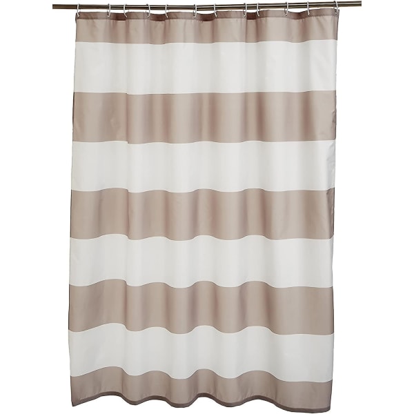 Simple Striped Polyester Shower Curtain With Hooks Gray Stripe