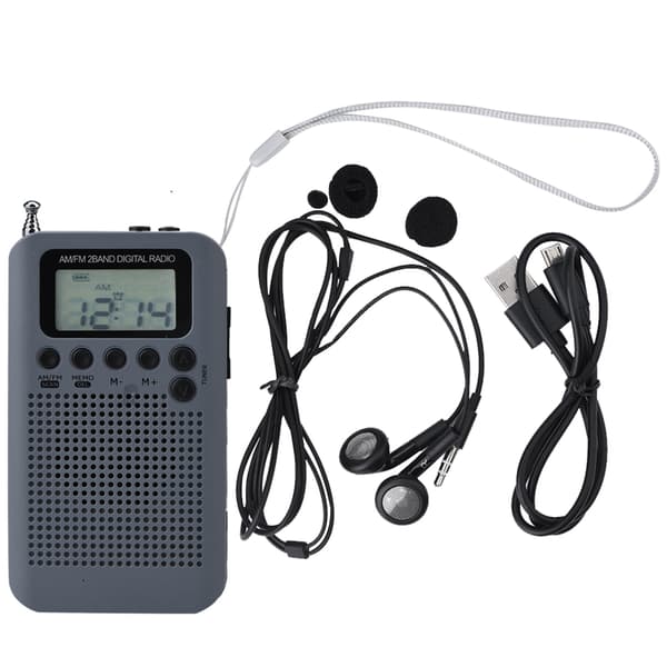 Digital AM/FM Stereo Lommeradio - Grå