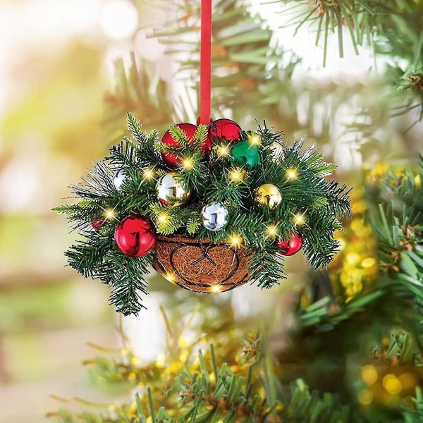 Juldekoration, julgran Hängande Hänge Ornament Korg Konstgjord förbelyst  trä Hängs Present 1 1522 | 1 | Fyndiq