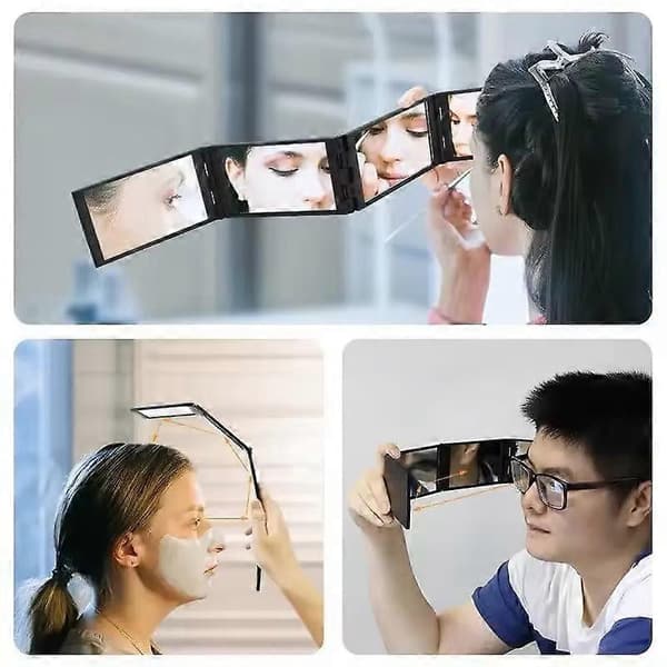 【BQ】4-vejs spejl 360 graders håndholdt desktop bærbart foldbart makeup-spejl til selvklipning af hår makeup-spejl