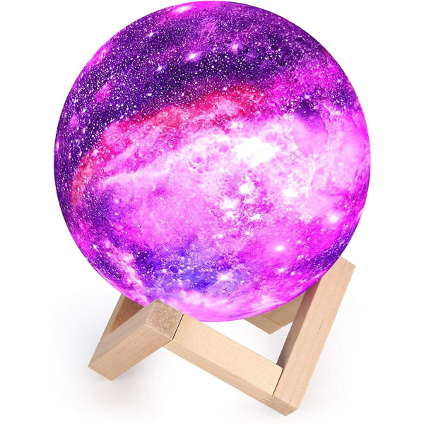 Månelampe 3d, natlys Led-lampe Moon Touch 16 farver, 15 cm diameter, USB genopladeligt månenatlys