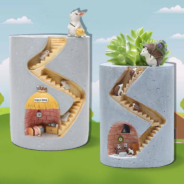 Kanin Hedgehog Burrow Blomkruka Kreativ Planterkruka För Suckulenter Växter Rabbit