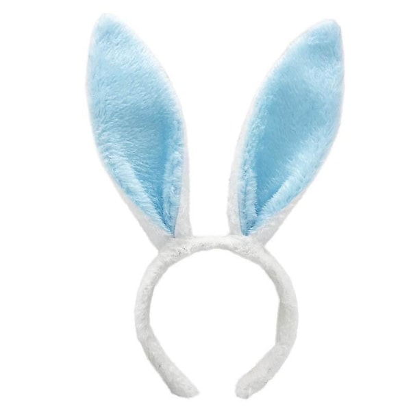 Sød kanin øre pandebånd påske voksne børn rekvisitter Plys hårbånd Bunny ear hårbånd Fest kostume dekorationer Hår tilbehør blå hvid blue white