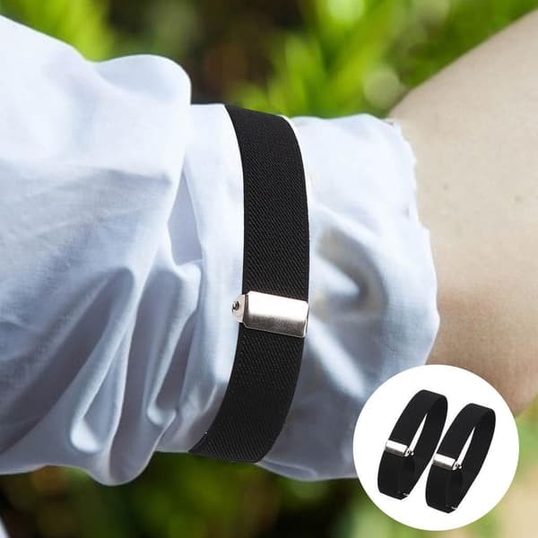【BQ】1/2/3/5 2 stk. Mode herreskjorte ærmeholdere elastisk Sort 2x32cm 1Sæt 1Set Black 2x32cm