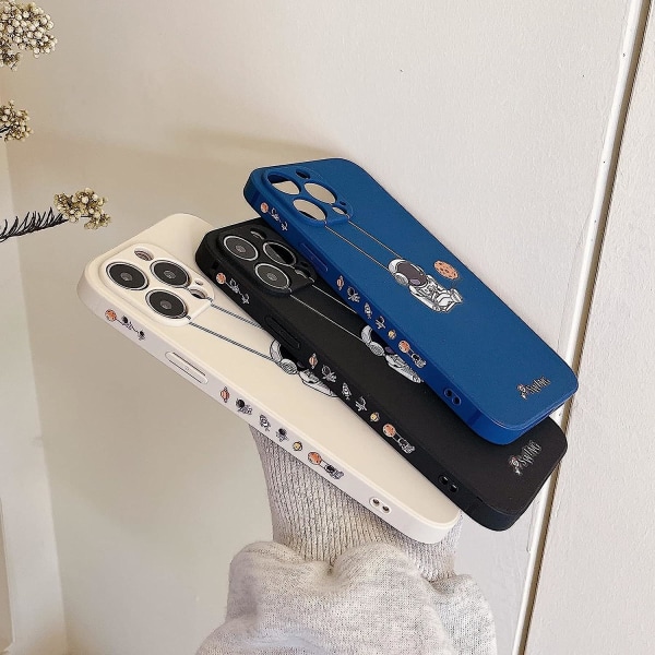 För Iphone 13 Söt Fodral, Cool Cartoon Swing Astronaut Planet Moon Design Snygg mjuk Tpu Bumper Stötsäker Anti-halk Protector Case (iphone 13, Vit