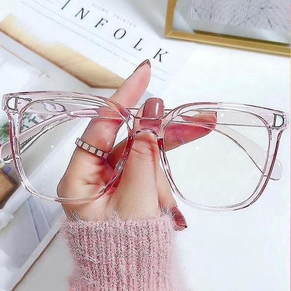 Blått ljus blockerande glasögon Söta Anti Eye Strain Fashion Ram Glasögon för läsning Play Computer Black