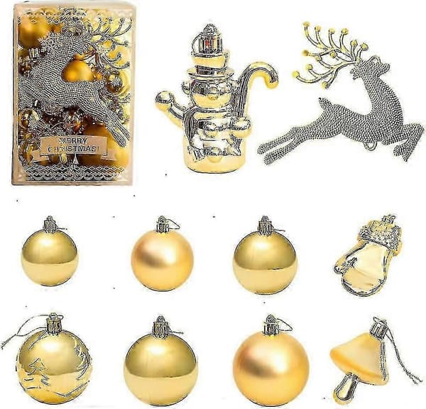 30 stk julepynt indeni julekugler plast sæt juletræspynt guld - DX
