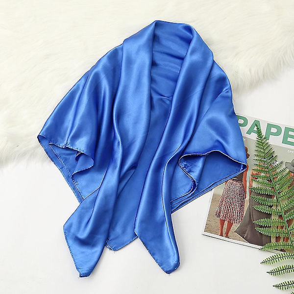 35 tuuman satiinipäähuivit Iso vintage neliömäinen huivi Silkki Tunnelmallinen Satin Royal Blue