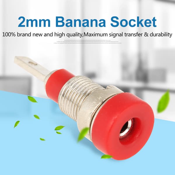 5 stk. blandet farge banankontakt 2,0 mm jack panelmonterte testprober