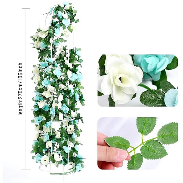 5 stk 2,7 m kunstig falsk rosekrans som henger silkeblomster kunstig blomsterkrans (rosa) Blue