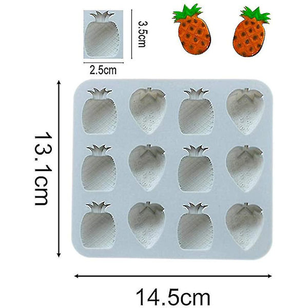 Istärningsbricka Frukt Form Ananas Mould Gelékex Choklad Godis Form 2-pack set