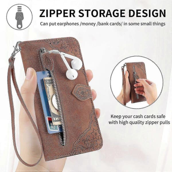 【BQ】Magnetisk kortholderpung med håndledsrem til Nothing CMF Phone 2 Pro Brown