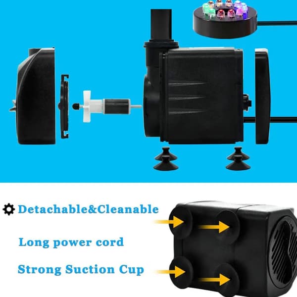 【BQ】Fontänpump med LED-belysning, vattenpump för trädgården