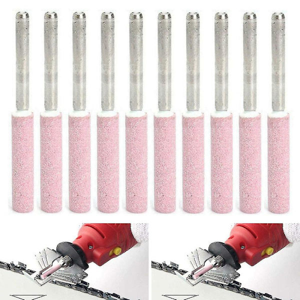Motorsågsslipare Slipsten Fil Motorsåg Kedje Sliphuvud 10PCS 3 x 4.8cm