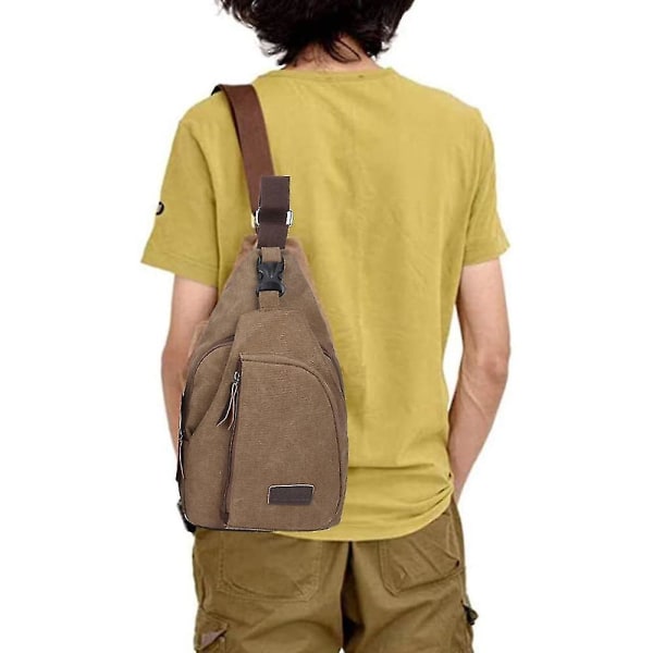 Canvas Sling Bag Crossbody Ryggsäck Vandring Dagsäck Ryggsäck För