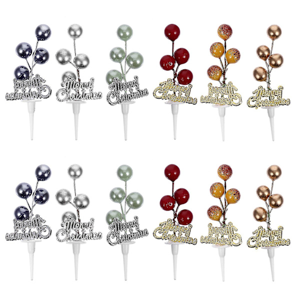 12 stk. Merry Christmas Cake Toppers Diy Frugt Form Dessert Indsatser Kage dekorationer