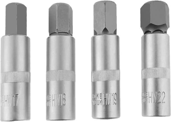 Sæt med 12 1/2\" sekskantede slagtoppe med forkromet CR-V-rifling, størrelser H5 til H22 - Længde 55 mm