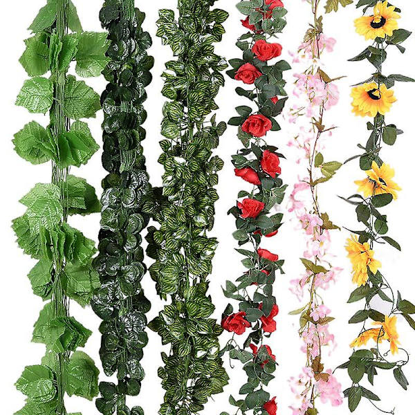 Simulering av druvblad Rotting Vine Grön växt Takdekoration Grönt blad Rose Vine Leaf Creeper Murgröna large grape leaves (12)