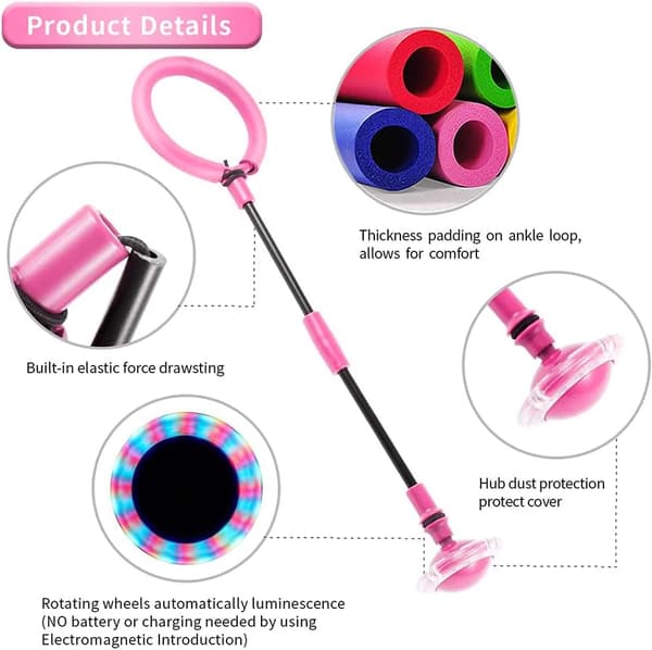 【BQ】Hoppebold med LED-lys til børn - Blinkende hoppe-ring, roterende gyro, foldbar
